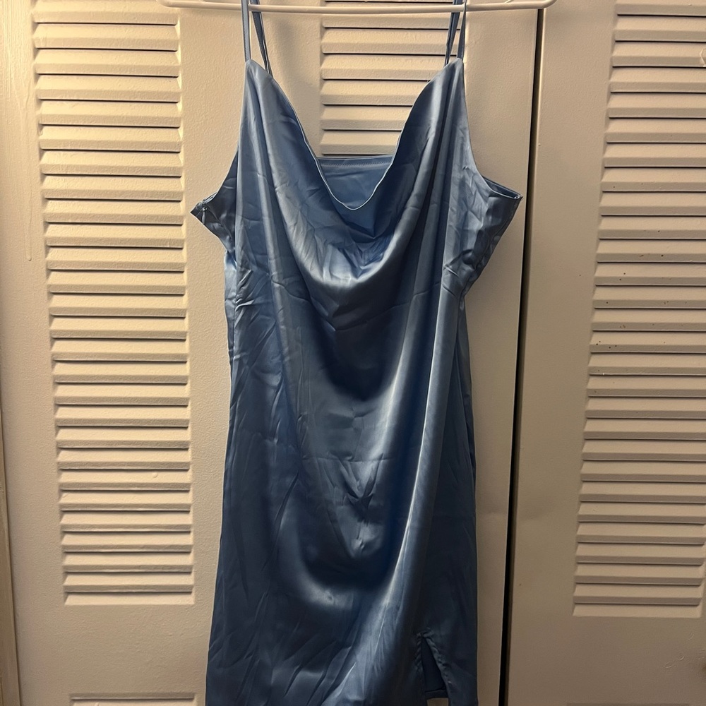 SHEIN Light Blue Satin Dress